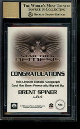 2002 Star Trek Nemesis Autographs Brent Spiner as B-4 Auto BGS 9.5/10